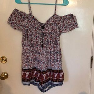 Off the shoulder romper with spaghetti straps